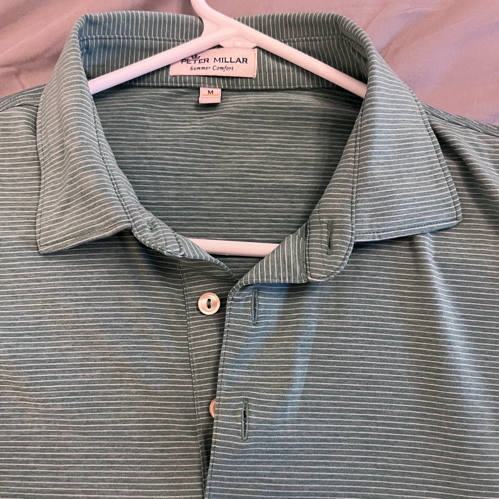 Peter Millar Green Polo Shirt Performance Fabric